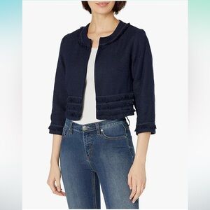 KARL LAGERFELD Women's Tweed Open Front Jacket navy